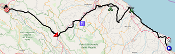 De kaart met het parcours van de 7de etappe van de Giro d'Italia 2019 op Open Street Maps