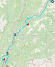 La carte du parcours de la 17ème étape du Giro d'Italia 2021 sur Open Street Maps