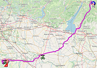 La carte du parcours de la 18ème étape du Giro d'Italia 2021 sur Open Street Maps