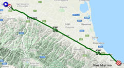 La carte du parcours de la 5ème étape du Giro d'Italia 2021 sur Open Street Maps