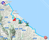 La carte du parcours de la 7me tape du Giro d'Italia 2021 sur Open Street Maps