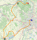 De kaart met het parkoers van de 1ste etappe van de Giro d'Italia 2022 op Open Street Maps