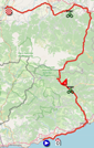 The map with the race route of the 13th stage of the Giro d'Italia 2022 on Open Street Maps