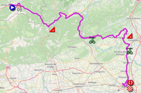 De kaart met het parkoers van de 18de etappe van de Giro d'Italia 2022 op Open Street Maps