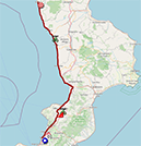 De kaart met het parkoers van de 6de etappe van de Giro d'Italia 2022 op Open Street Maps