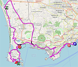 The map with the race route of the 8th stage of the Giro d'Italia 2022 on Open Street Maps