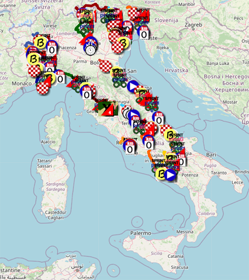 Le parcours du Tour d'Italie 2024 dans Google Earth