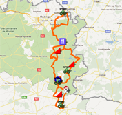 De kaart met het parcours van de Grand Prix de Fourmies 2011 op Google Maps