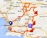 The map with the race route of the Grand Prix Cycliste La Marseillaise 2014 on Google Maps