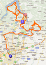 The map with the race route of the Tour of Lombardy 2011 on Google Maps