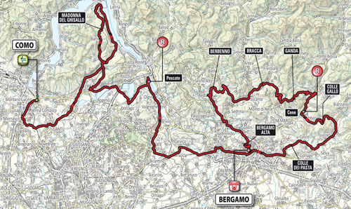 Race route map Il Lombardia 2014