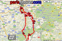 La carte avec le parcours de Liège-Bastogne-Liège 2010 sur Google Maps