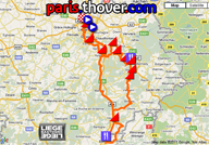 La carte avec le parcours de Liège-Bastogne-Liège 2011 sur Google Maps