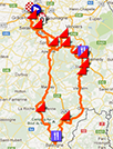 La carte avec le parcours de Lige-Bastogne-Lige 2013 sur Google Maps