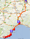 La carte du parcours de Milan-Sanremo 2013 sur Google Maps