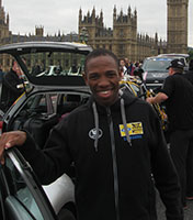 Songezo Jim, hier aan het einde van de Tour of Britain