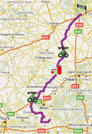 La carte du parcours de la deuxime tape de Paris-Nice 2010 sur Google Maps