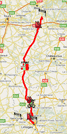 La carte du parcours de la troisime tape de Paris-Nice 2010 sur Google Maps