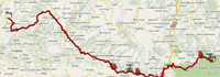 De kaart met het parcours van de vijfde etappe van Parijs-Nice 2010 op Google Maps