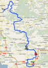 De kaart met het parcours van de zesde etappe van Parijs-Nice 2010 op Google Maps
