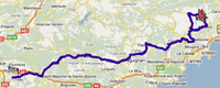 La carte du parcours de la septime tape de Paris-Nice 2010 sur Google Maps