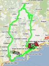 De kaart met het parcours van de achtste etappe van Parijs-Nice 2010 op Google Maps