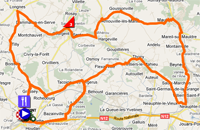 La carte du parcours de la première étape de Paris-Nice 2011 sur Google Maps