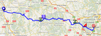 De kaart met het parcours van de 3de etappe van Parijs-Nice 2011 op Google Maps