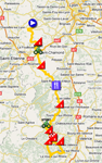 De kaart met het parcours van de 5de etappe van Parijs-Nice 2011 op Google Maps