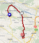 De kaart met het parcours van de 6de etappe van Parijs-Nice 2011 op Google Maps