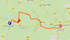 The race route of the first stage of Paris-Nice 2012 on Google Maps