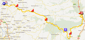 The race route of the sixth stage of Paris-Nice 2012 on Google Maps