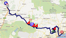 The race route of the seventh stage of Paris-Nice 2012 on Google Maps