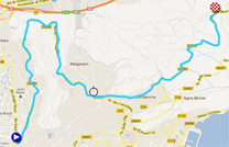 The race route of the eighth stage of Paris-Nice 2012 on Google Maps