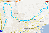 De kaart met het parcours van de zevende etappe van Parijs-Nice 2013 op Google Maps