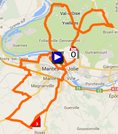 The map with the race route of the first stage of Paris-Nice 2014 on Google Maps