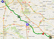 The map with the race route of the second stage of Paris-Nice 2014 on Google Maps
