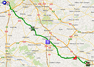 De kaart met het parcours van de tweede etappe van Parijs-Nice 2014 op Google Maps