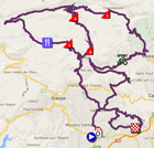 The map with the race route of the seventh stage of Paris-Nice 2014 on Google Maps