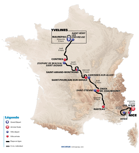 The official map of Paris-Nice 2015 - © A.S.O. / GeoAtlas