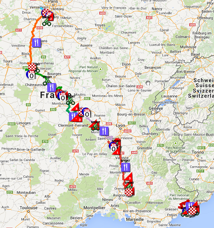 The Paris-Nice 2015 race route in Google Earth