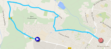 The map with the race route of the prologue of Paris-Nice 2015 on Google Maps