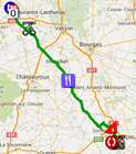 De kaart met het parcours van de 2de etappe van Parijs-Nice 2016 op Google Maps