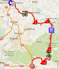The map with the race route of the 5th stage of Paris-Nice 2016 on Google Maps