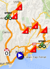 De kaart met het parcours van de 7de etappe van Parijs-Nice 2016 op Google Maps