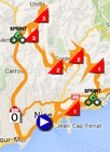 La carte du parcours de la 7ème étape de Paris-Nice 2016 sur Google Maps