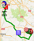 La carte du parcours de la 2ème étape de Paris-Nice 2017 sur Google Maps