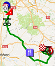 De kaart met het parcours van de 2de etappe van Paris-Nice 2017 op Google Maps