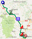 De kaart met het parcours van de 3de etappe van Paris-Nice 2017 op Google Maps