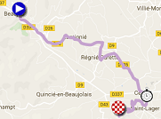 The race route of the 4th stage of Paris-Nice 2017 on Google Maps